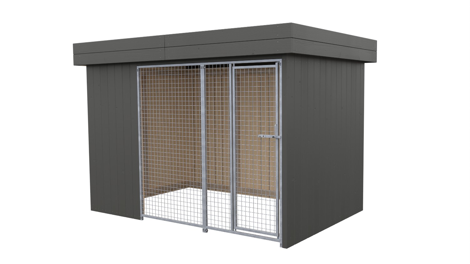Bild von Villa Holz-Hundezwinger 2 x 3 m | Flachdach | Graphitgrau | Gitter