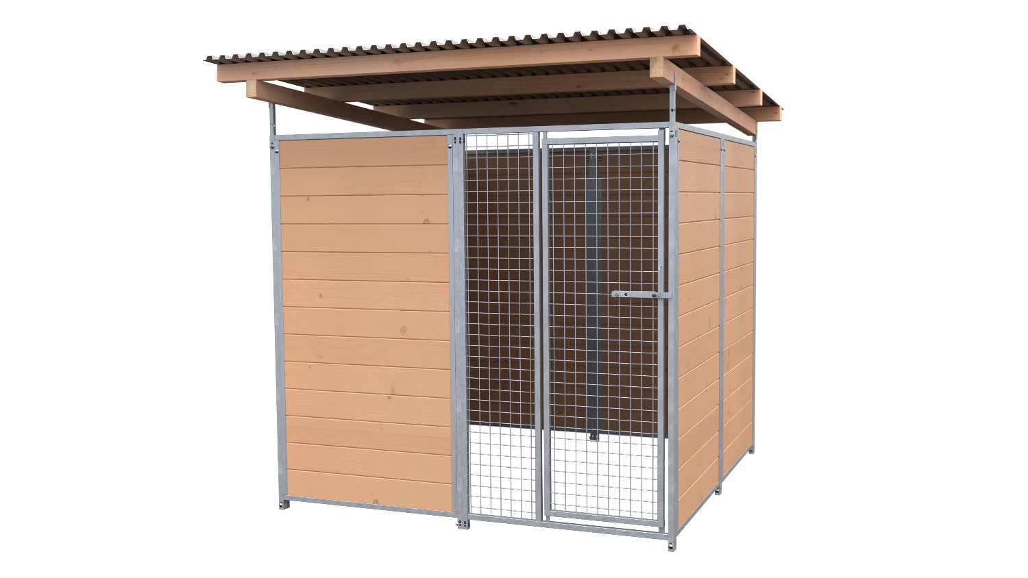 Bild von SAUERLAND Hundezwinger 2 x 2 m | 3,5-seitig geschlossen | braun imprägniert | Gi...