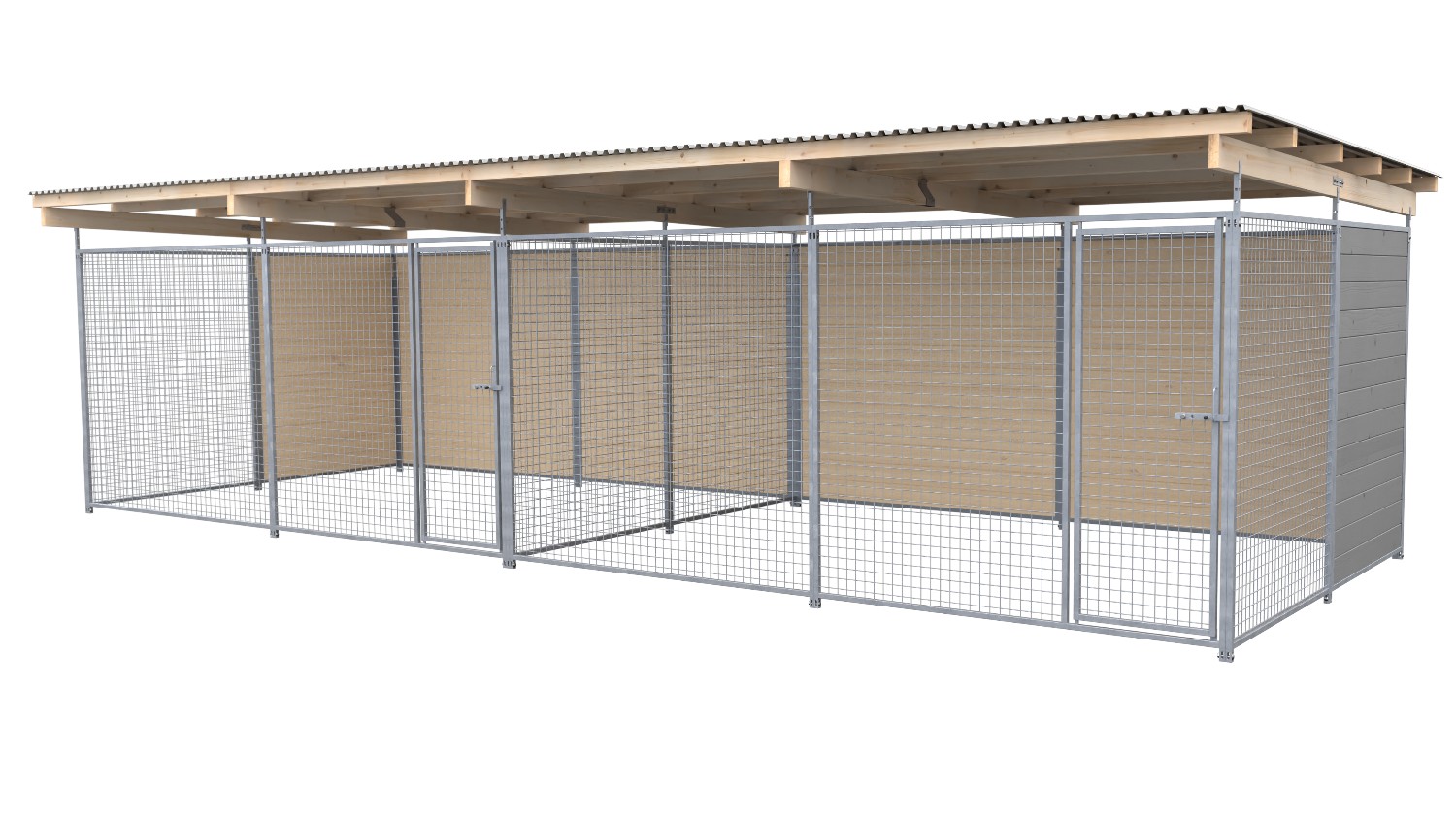 Bild von SAUERLAND Hundezwinger 3 x 6 m Doppelzwinger | hälftig geschlossen | platingrau ...