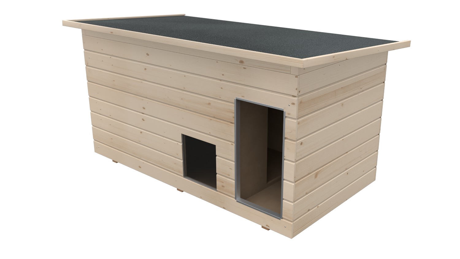 Bild von Original SAUERLAND Holz-Hundehütte mit Vorraum und Fenster, naturbelassen | Pult...