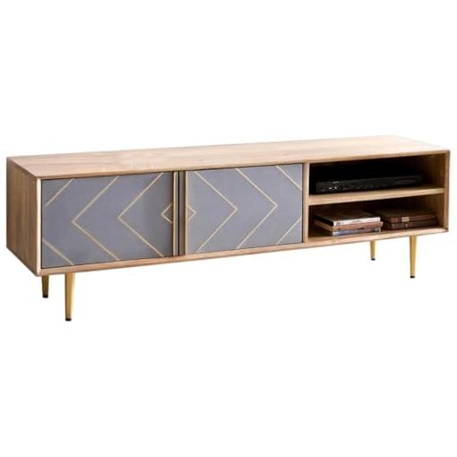 Bild von Lowboard Metropolitan 147 cm Mango Natur 2 Türen Beton Messing