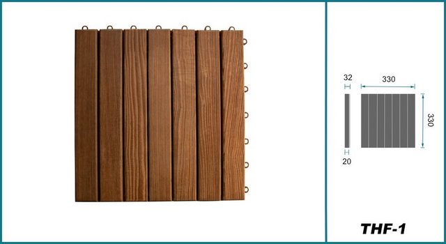Bild von Hexim Klickfliesen Thermoesche, Terrassenfliesen 33x33cm Klickfliesen Thermoesche Holzfliesen Balkonfliesen - (9 Stück) Terrassenboden Holz Fliese Naturholz Balkondielen Balkonbeläge