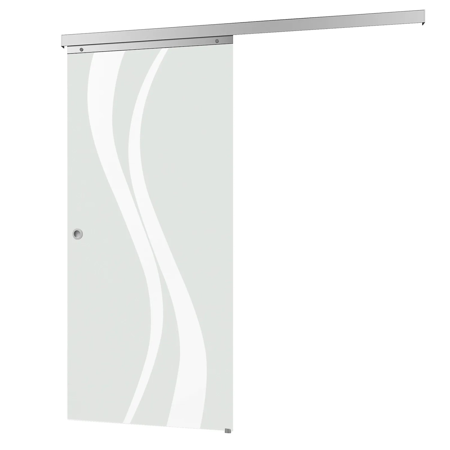 Bild von inova Glasschiebetür Wellenförmig Satiniert 880 x 2035 mm Komplettset mit Griffmuschel