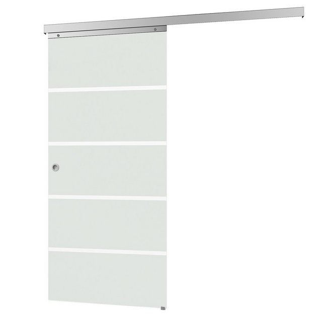 Bild von inova wohnen Glasschiebetür Blockstreifen, Größenauswahl (Komplett Set, inkl. Schienensystem und Griff), Softclose-Funktion wählbar