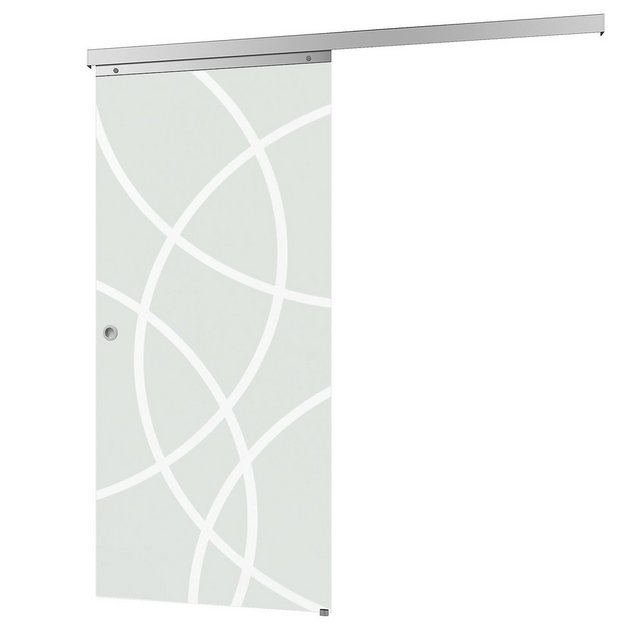 Bild von inova wohnen Glasschiebetür Kreisförmig satiniert, Größenauswahl (Komplett Set, inkl. Schienensystem und Griff), Softclose-Funktion wählbar