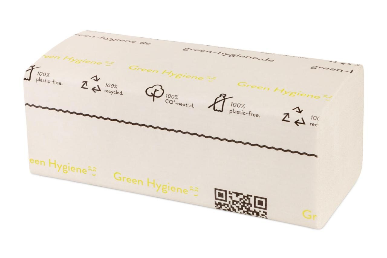 Bild von Green Hygiene FRIEDA, Falthandtücher, V-Falz/Z-Falz, 2-lagig, 25x23cm, Recycling, schön weiß, 20x200 Blatt, 4000 Blatt/VE, Papierhandtücher, Zickzack-Falz, ZZ-Falz