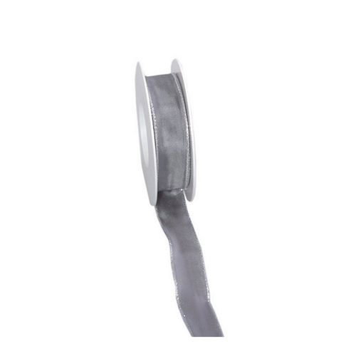 Bild von Deko AS Dekoband Taftband mit Lurexkante - grau-silber