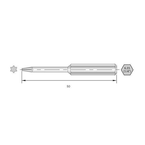Bild von Bernstein Tools for Electronics 6-TX07-50 Torx-Bit HRC-Stahl hochlegiert C 6.3 6St.