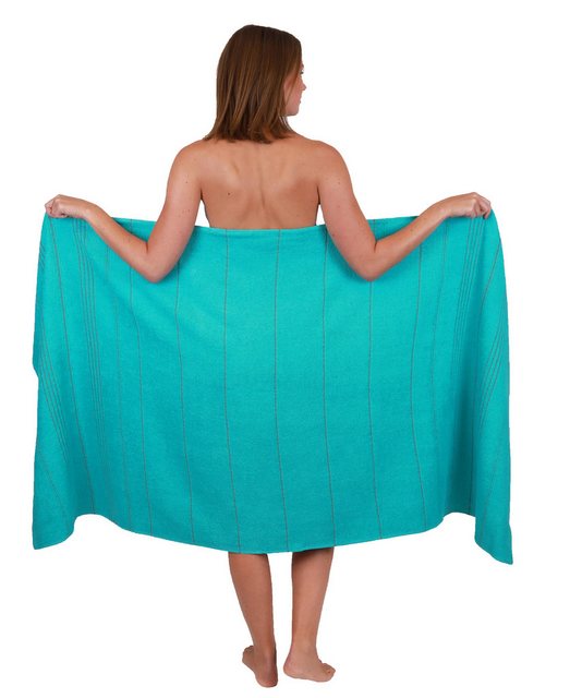 Bild von Betz XXL Badetuch - großes Strandtuch - Saunahandtuch aus 100% Baumwolle - Liegetuch - 90x180 cm - Lines - Farbe türkis