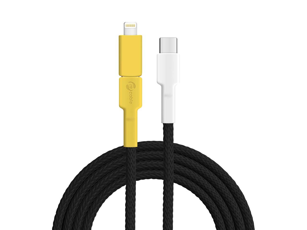 Bild von recable USB-Ladekabel "Goldschnäpper" USB-C zu USB-C + Lightning 1 m schwarz