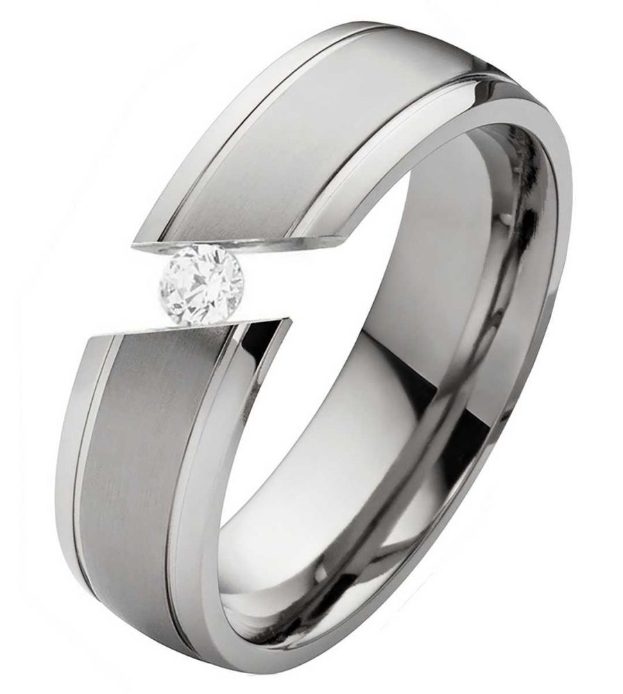 Bild von Damenring Titanring DT090 mit Zirkonia und gratis Gravur