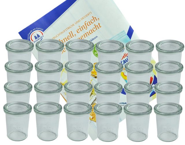Bild von MamboCat 24er Set Weck Gläser 160 ml Sturzgläser mit 24 Glasdeckeln incl. Diamant Gelierzauber Rezeptheft