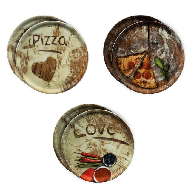 Bild von MamboCat Pizzateller 6er Set Pizzateller Oliven-, Salami- & Lieblingspizza Ø 31cm Platte