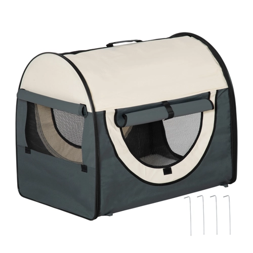 Bild von PawHut Hundebox faltbar  Hundetransportbox Haustierrucksack mit Kissen, Reisetasche, wasserdicht, Oxfordstoff, Dunkelgrau, 70x51x59cm  Aosom