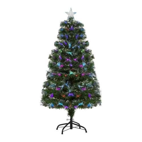 Bild von HOMCOM Weihnachtsbaum künstlicher Christbaum Tannenbaum Lichtfaser LED Baum mit Metallständer, Glasfaser-Farbwechsler, grün, 120 cm   Aosom