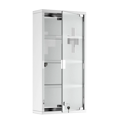 Bild von HOMCOM Medizinschrank Arzneischrank Erste Hilfe Schrank mit Schloss Edelstahl 30 x 12 x 60 cm   Aosom