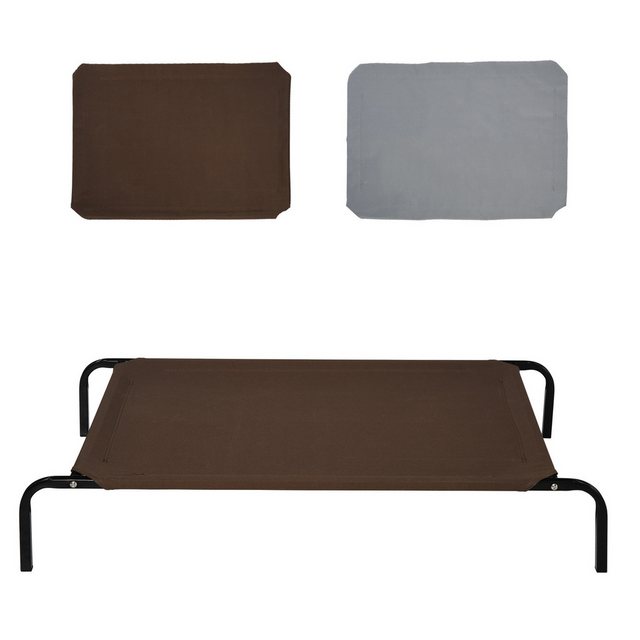 Bild von PawHut Hundebett Outdoor Hundeliege Katzenbett mit Mesh Haustierbett Schlafplatz Metall Oxford-Gewebe Kaffee 130 x 80 x 20 cm   Aosom