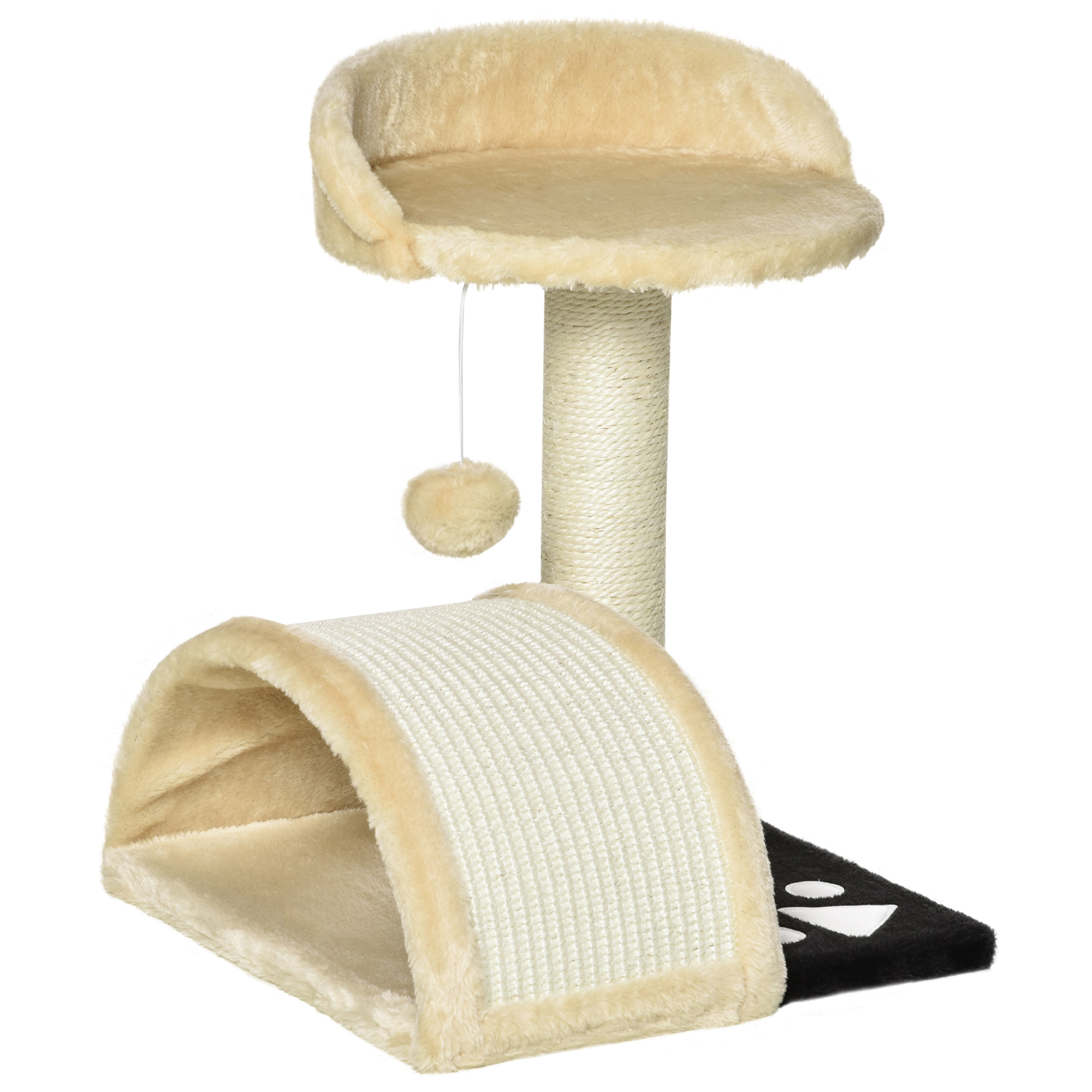 Bild von PawHut Kratzbaum klein 46H cm mit Kratzstangen und Spielbällen Kletterbaum für kleine Katzen Plüsch Schwarz günstig   Aosom.de