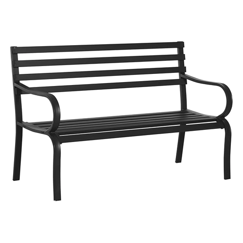 Bild von Outsunny Gartenbank Sitzbank Bank Metall Gartenmöbel 2-Sitzer Schwarz 127 x 58 x 82 cm   Aosom