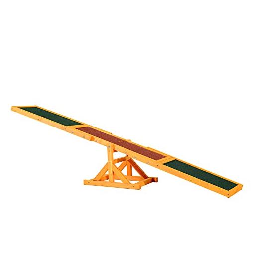 Bild von Pawhut - Hundewippe Hunde Agility Wippe Welpenspielzeug Hundesport 180 x 30 x 30 cm - Naturholz