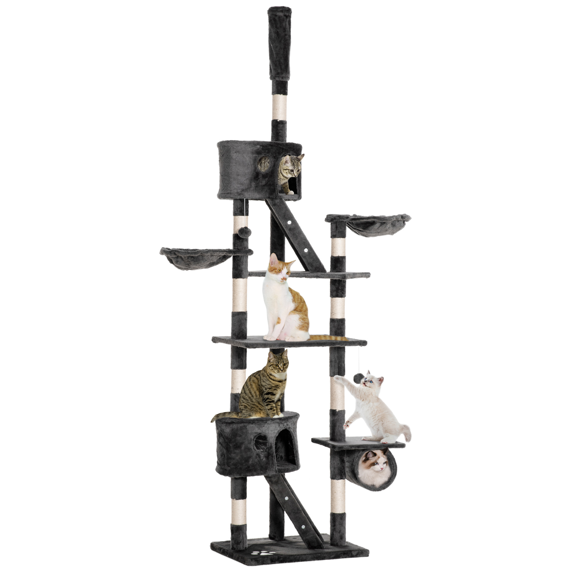 Bild von Pawhut Katzenbaum mit Sisal, deckenhoch (60x45x240-260cm)