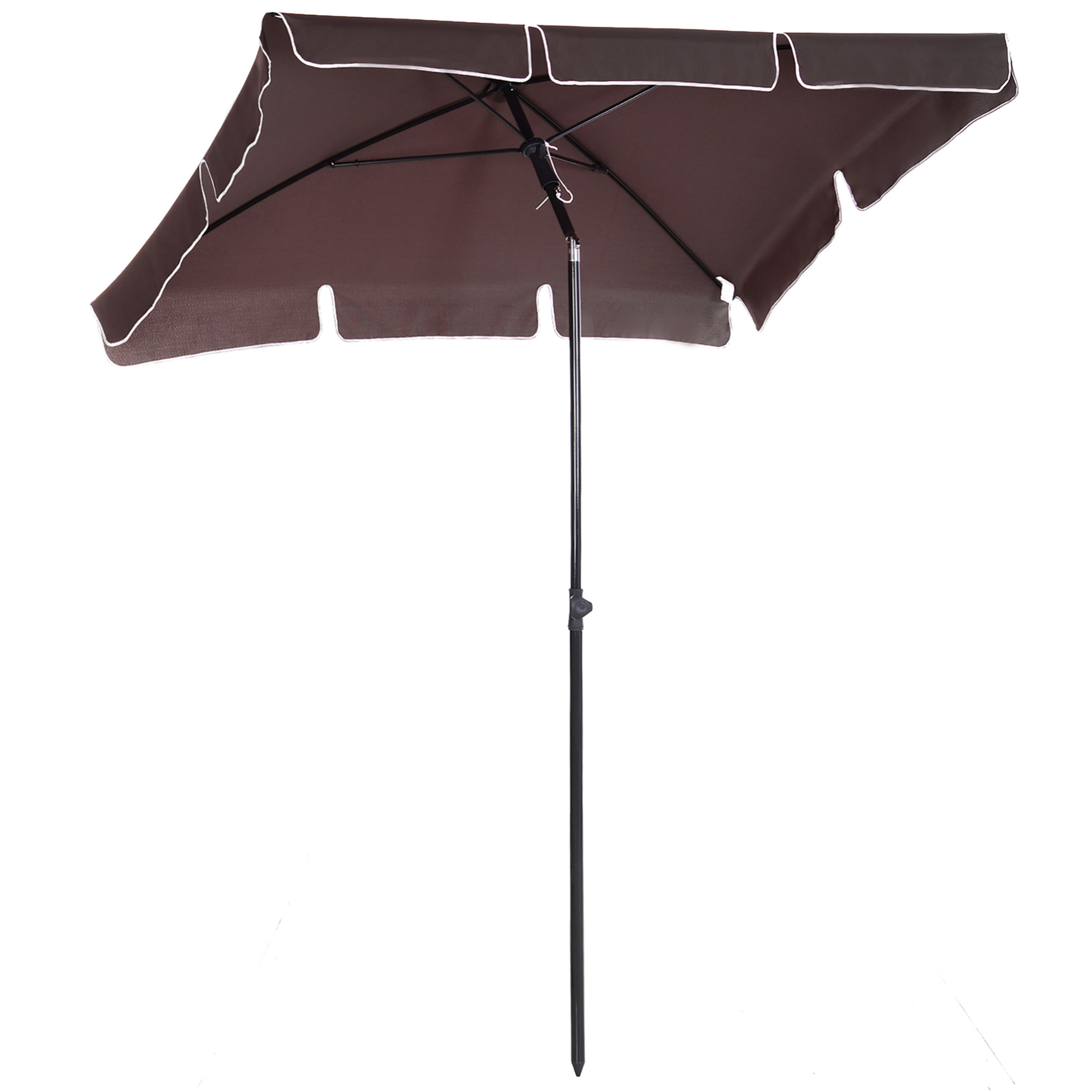 Bild von Outsunny Sonnenschirm  Gartenschirm knickbar mit UV-Schutz, ideal für Strand & Balkon, Kaffeebraun & Schwarz  Aosom