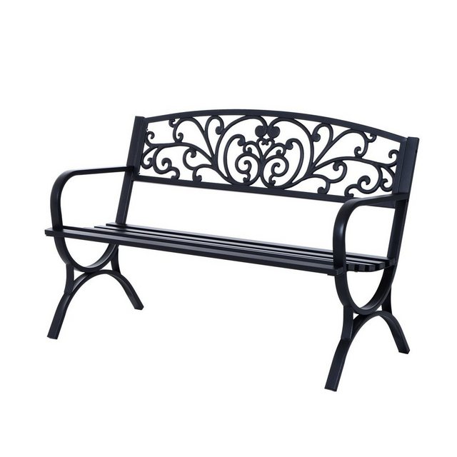 Bild von Outsunny Gartenbank, Metall, 2-Sitzer, BxHxT: 127 x 85 x 60 cm - schwarz