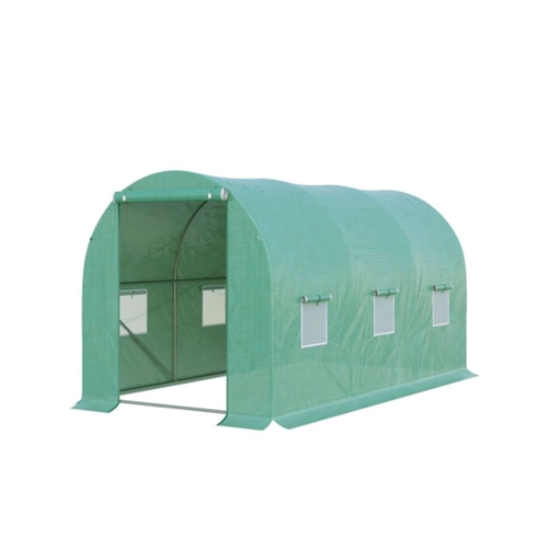 Bild von Outsunny Foliengewächshaus Tomatengewächshaus Rundbogen Treibhaus 6 Netzfenster Folientunnel Frühbeet Grün 395x195x190cm   Aosom