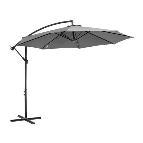 Bild von Outsunny Sonnenschirm  Kurbelschirm mit Stahlgestell & Polyestergewebe, Grau, Ø2,95x2,45m  Aosom