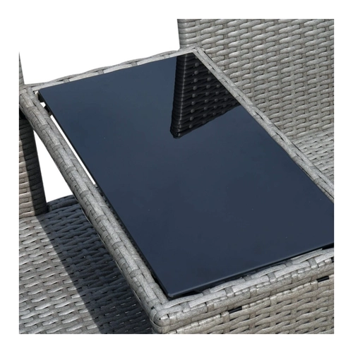 Bild von Outsunny Gartenbank aus Polyrattan  2-Sitzer Sitzbank mit integriertem Tisch, Stahlgestell, Grau, B133 x T63 x H84cm  Aosom