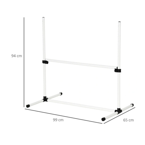 Bild von PawHut Agility Hürdenset Slalom Stangen Hunde Training Set 4 x Hürden, Kunststoff, Weiß, 99x65x94cm   Aosom