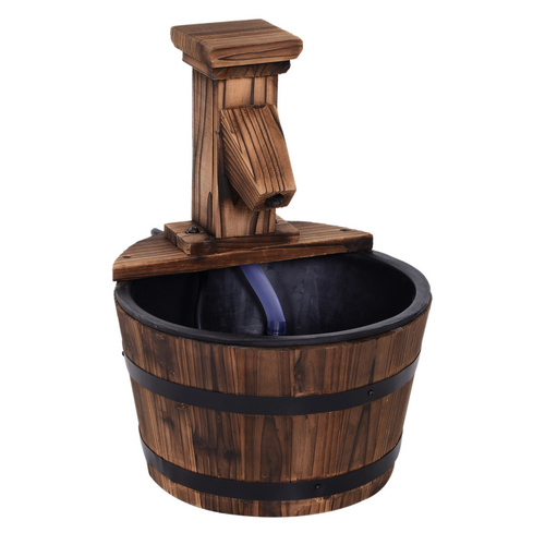 Bild von Outsunny Gartenbrunnen Zierbrunnen Fassbrunnen Wasserfall Holzfass 844-216