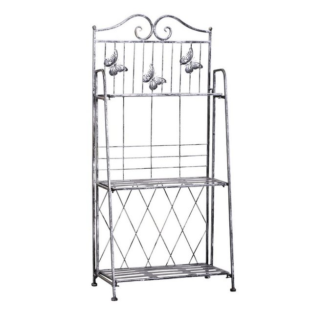 Bild von Outsunny Pflanzregal Pflanzenständer Blumenregal Blumenständer Blumentreppe Gartenregal 3 Ebenen Metall Silbergrau 44 x 25 x 96 cm