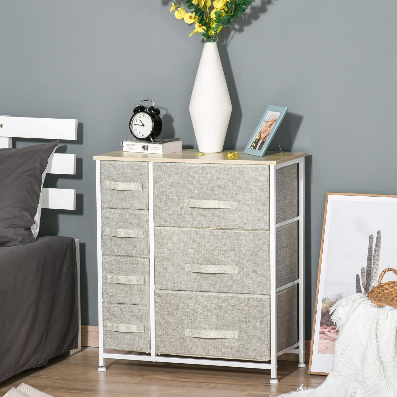 Bild von HOMCOM Kommode Aufbewahrungsschrank mit faltbaren 7 Stoffschubladen (Stoffschubladen, 1 St., Schubladenschrank), Dunkelrau 63,5 x 30 x 71 cm