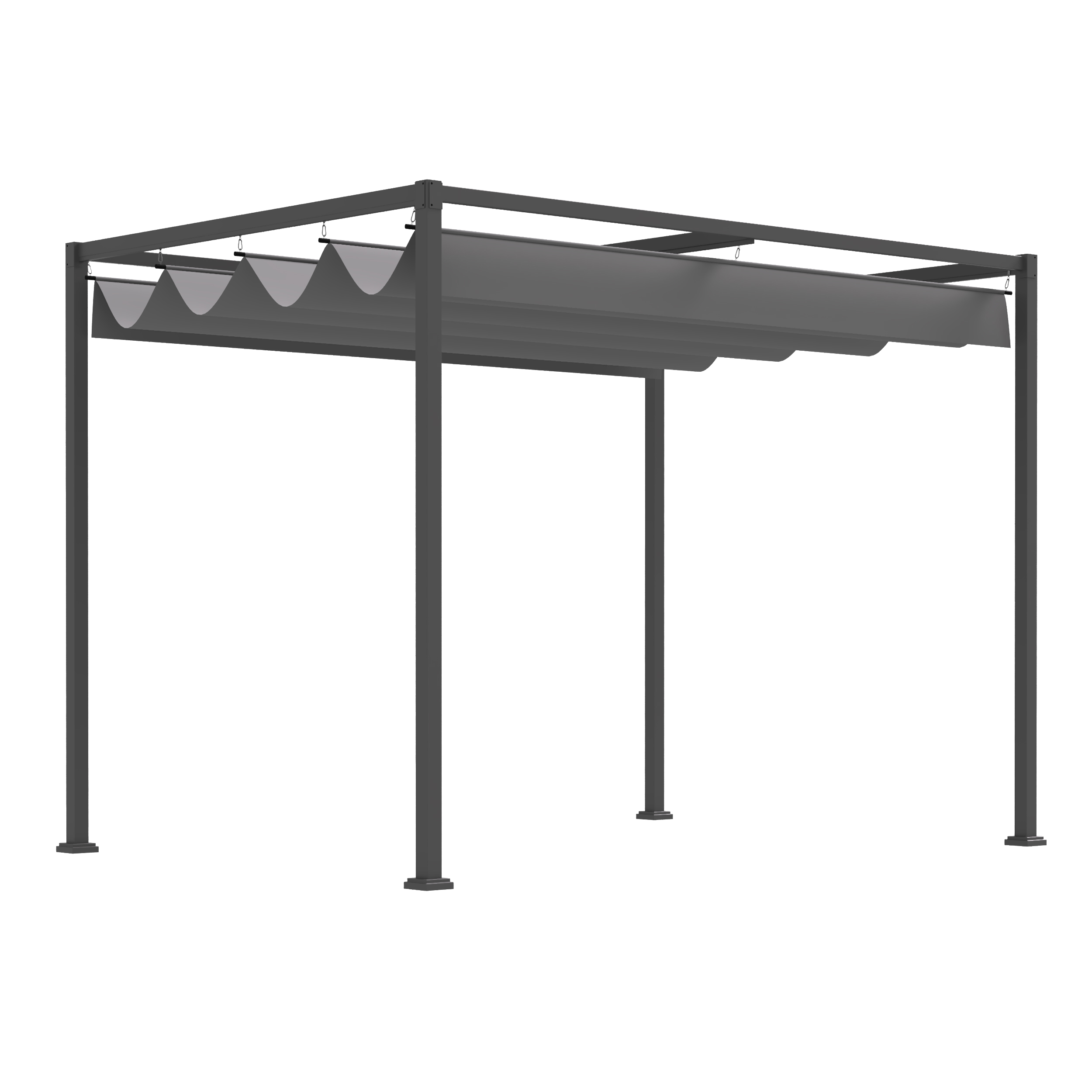 Bild von Outsunny Pergola Pavillon Terrassenüberdachung mit Schiebedach 298 x 213 x 221 cm, Grau, wetterfestes Polyester für Garten & Terrasse   Aosom.de