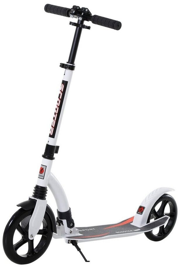 Bild von HOMCOM Kinderscooter, Kickscooter mit Stoßdämpfung, Tretroller, Klappbar und Höheverstellbar, ab 14 Jahren, Aluminium, Weiß, 92,5 x 37,5 x 82-97 cm