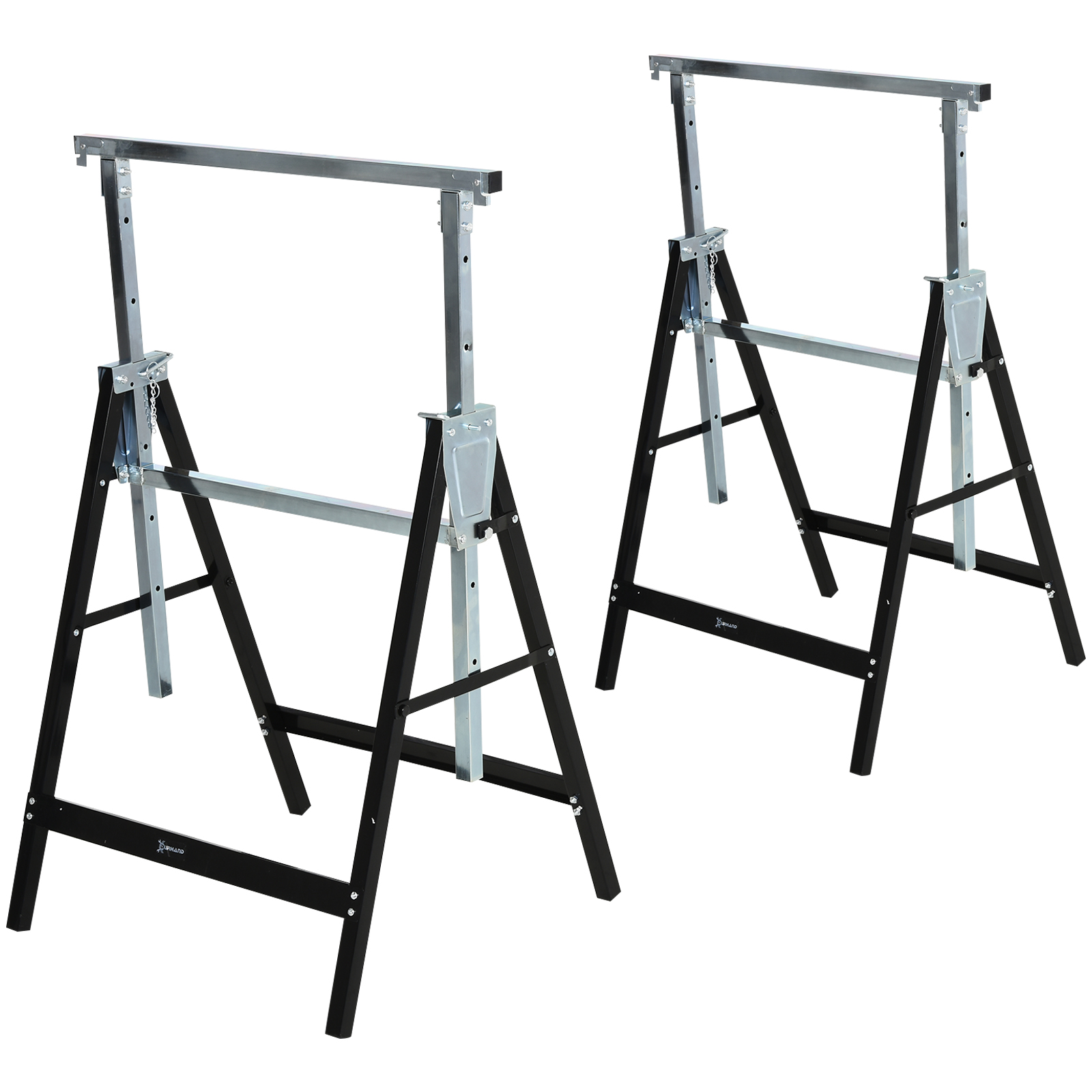 Bild von DURHAND Sägebock Höhenverstellbar Faltbar Metall Schwarz 68x56x80-130cm bis 200kg Belastbarkeit für Holzarbeiten   Aosom.de