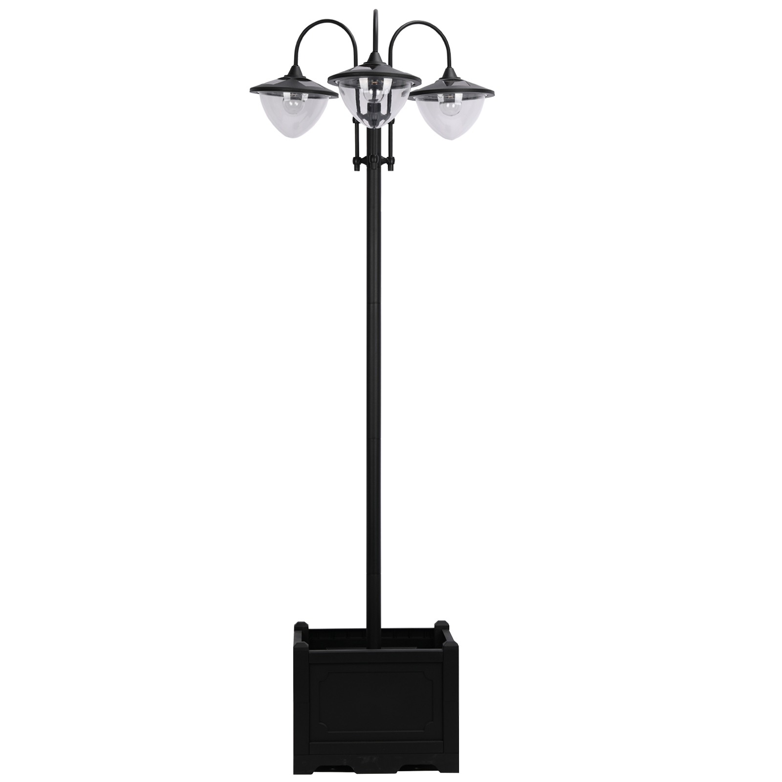 Bild von Outsunny Solarleuchte  Gartenlicht 3-köpfige Lampe mit Blumentopf-Basis, Wasserdicht, Edelstahl, 60x55x189cm  Aosom