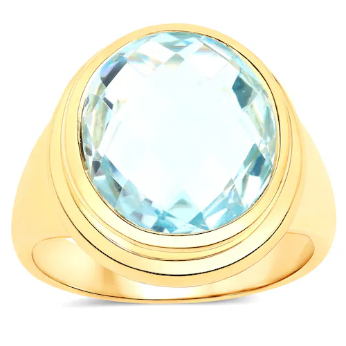 Bild von Vira Jewels Fingerring »925-Sterling Silber vergoldet Glänzend Blautopas beh.Blau«