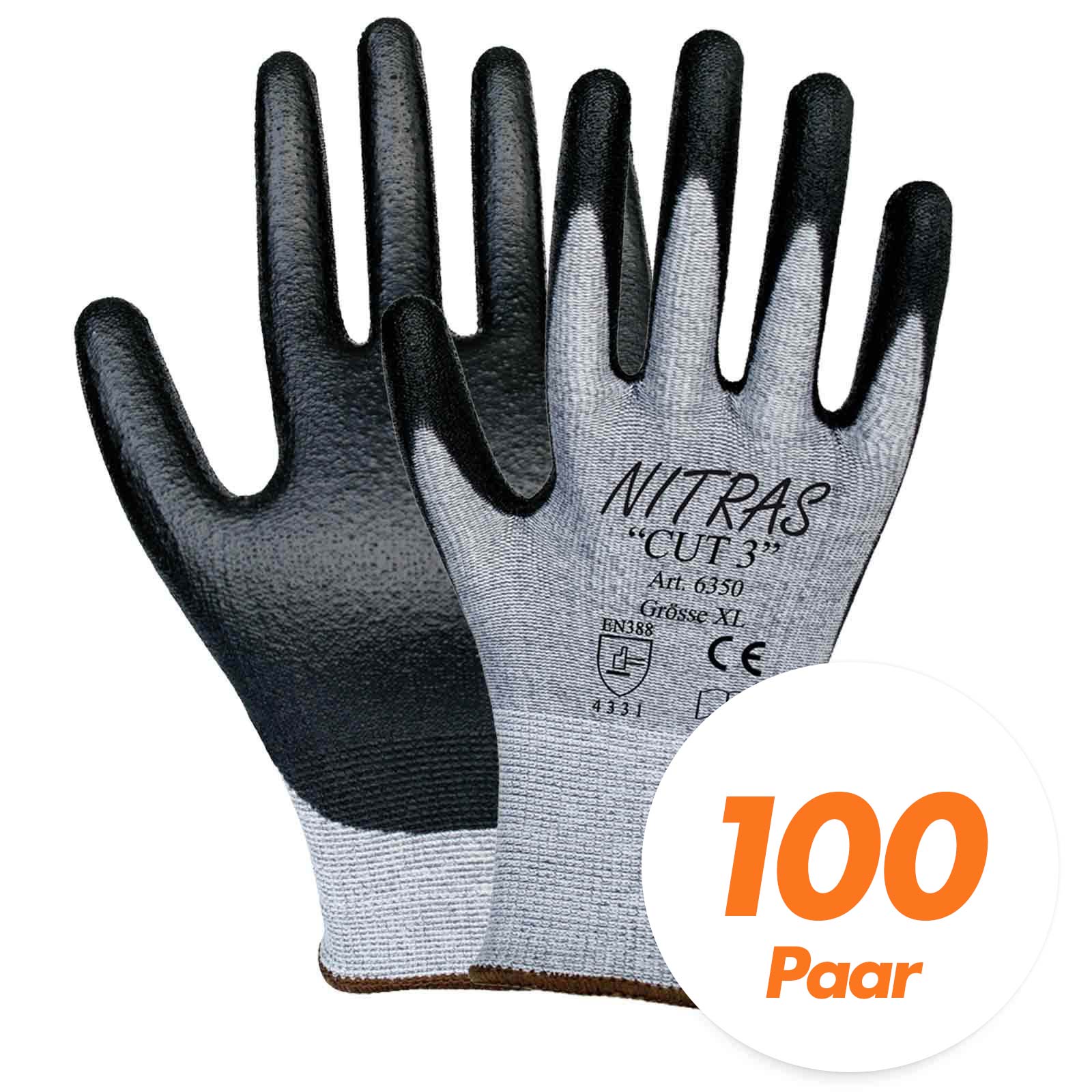 Bild von NITRAS 6350 CUT3 Schnittschutzhandschuhe Arbeitshandschuhe Handschuhe - 100 Paar Größe:11
