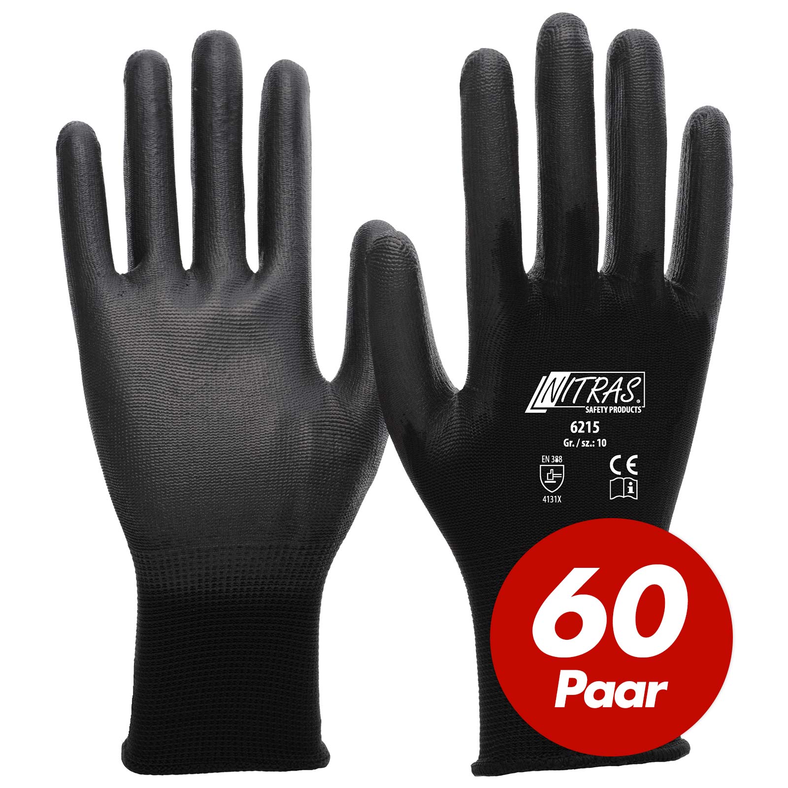 Bild von NITRAS 6215 Nylon Strickhandschuh, Schutzhandschuhe, Gartenhandschuhe - 60 Paar Größe:9