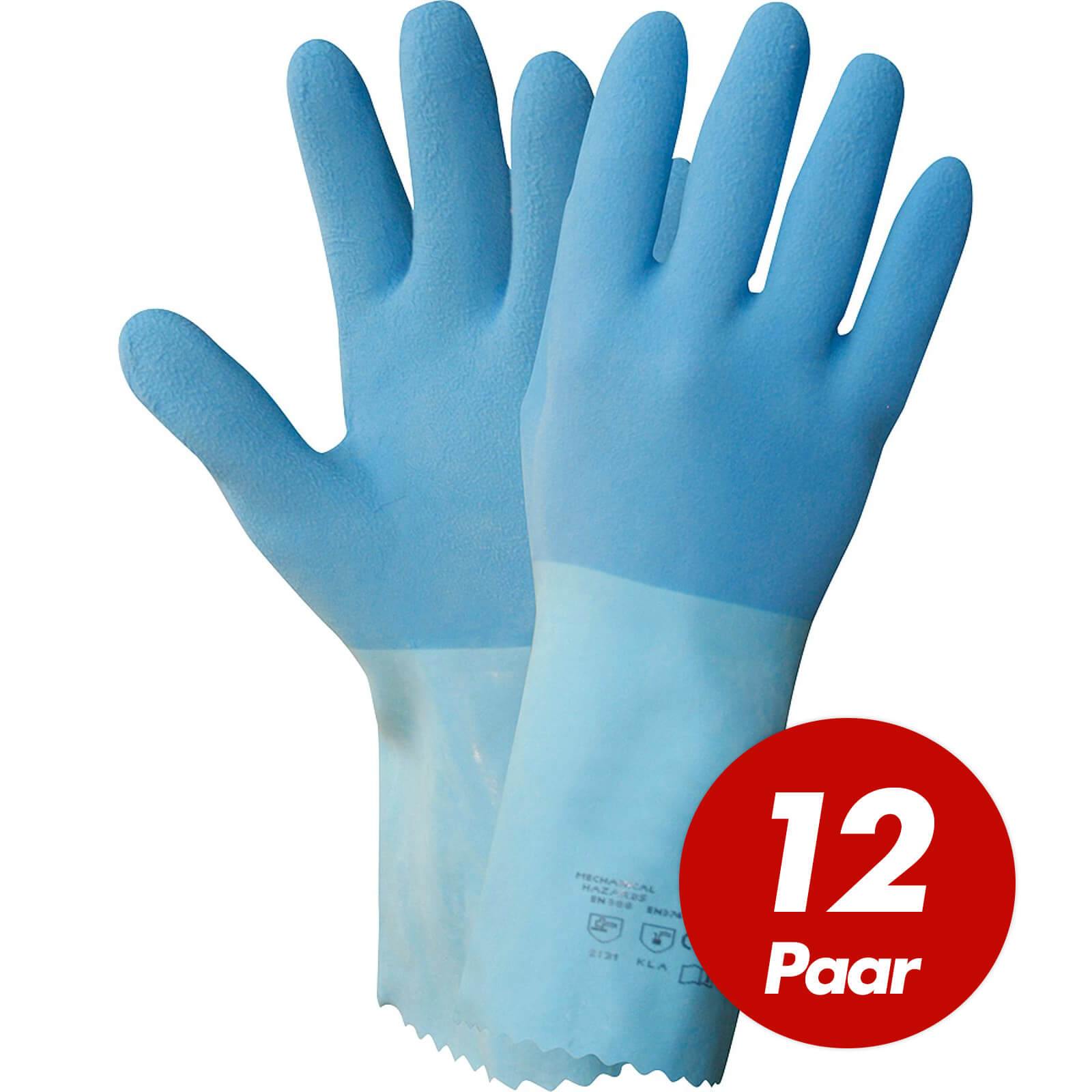 Bild von NITRAS 1611 Blue Power Grip Latexhandschuhe, Arbeits-Schutzhandschuhe - 12 Paar Größe:10