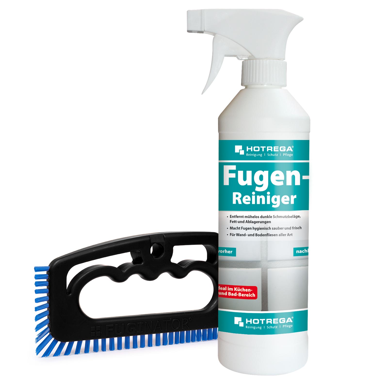Bild von HOTREGA Fugenreiniger Fliesen Fugen Auffrischer 500ml mit Fugenbürste Fuginator