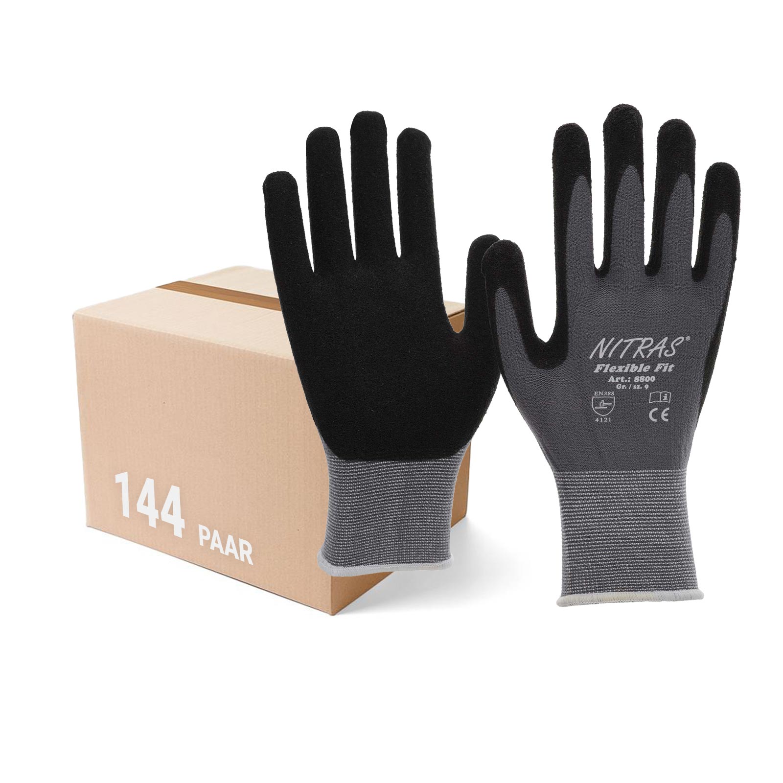 Bild von NITRAS 8800 Flexible Fit Allroundhandschuhe, Arbeitshandschuhe - VPE 144 Paar Größe:6