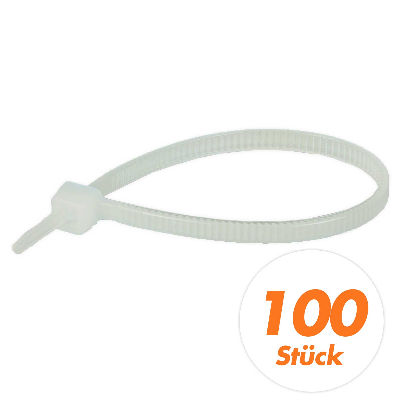 Bild von ELKUBEMA Kabelbinder natur - Kabelstrapse, -band - Industriequalität - 100 Stück Größe:2.5 x 200 mm