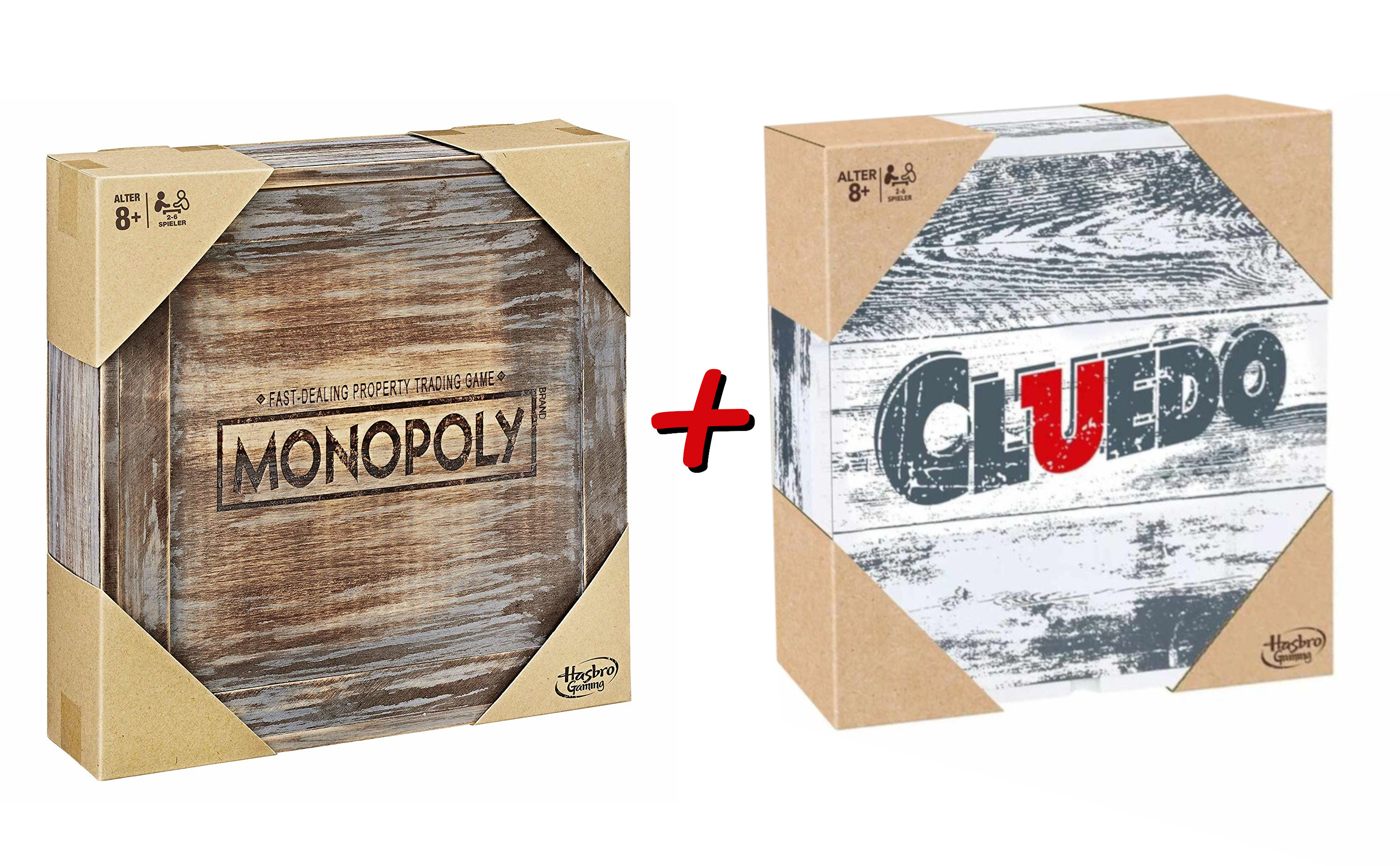 Bild von Monopoly Holz Sonderedition + Cluedo Rustikal Bundle Brettspiel Gesellschaftsspiel
