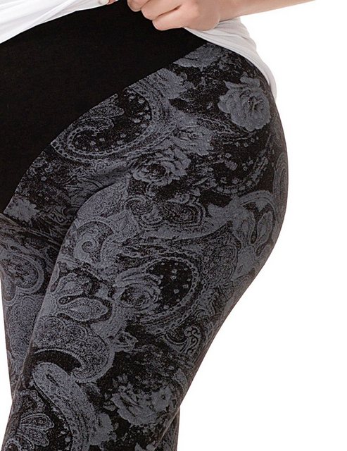 Bild von yeset Umstand Capri Hose 3/4 Muster Umstandshose Leggings Leggins gekämmte Baumwolle Muster-8 XL