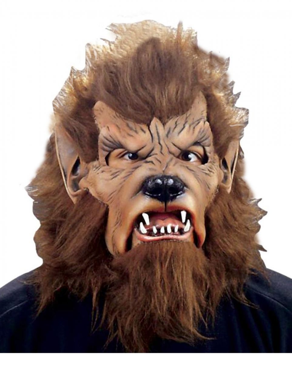 Bild von Braune Werwolf Maske mit Kunstfell für Fasching