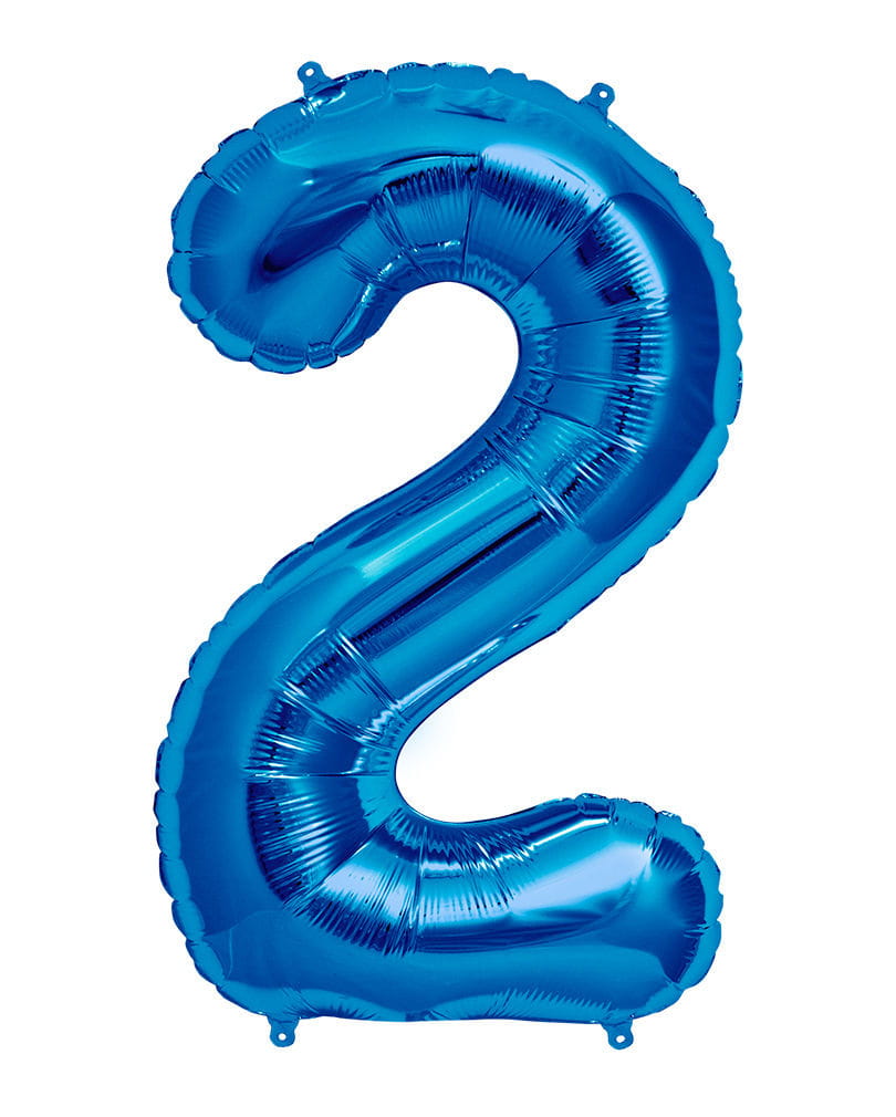 Bild von Horror-Shop Folienballon Zahl 2 Blau