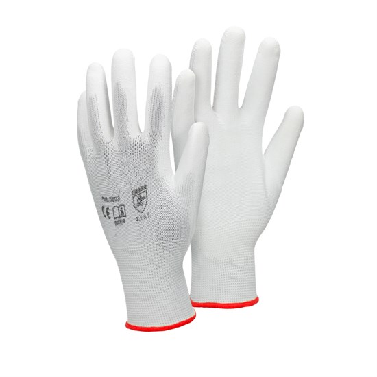 Bild von ECD Germany 120 Paar Arbeitshandschuhe mit PU-Beschichtung, Größe 7-S, Weiß, atmungsaktiv, rutschfest, robust, Mechanikerhandschuhe Montagehandschuhe Schutzhandschuhe Gartenhandschuhe Handschuhe